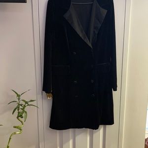 Velvet and silk black tuxedo style dress